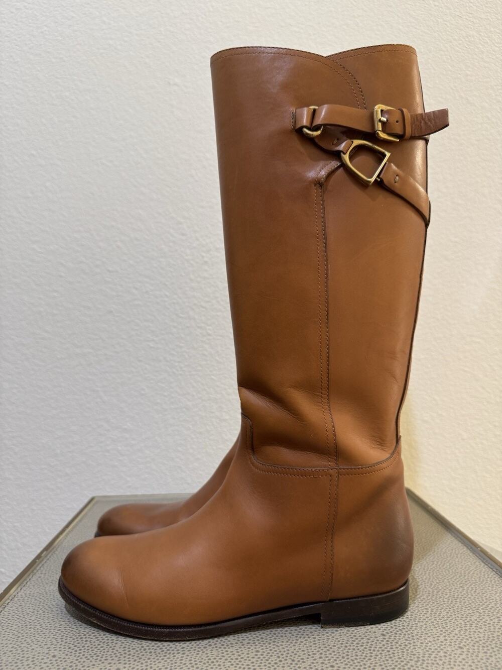 Ralph Lauren Collection Purple Label Equestrian Leather Tall Riding Boots 8B